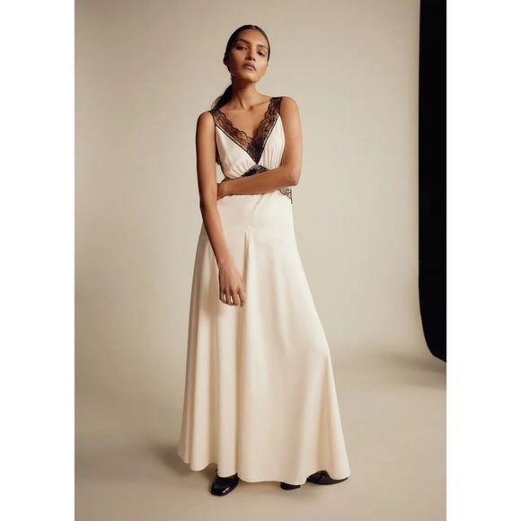 ME+EM Satin And Lace Full-Length Slip Dress - Picture 2 of 12